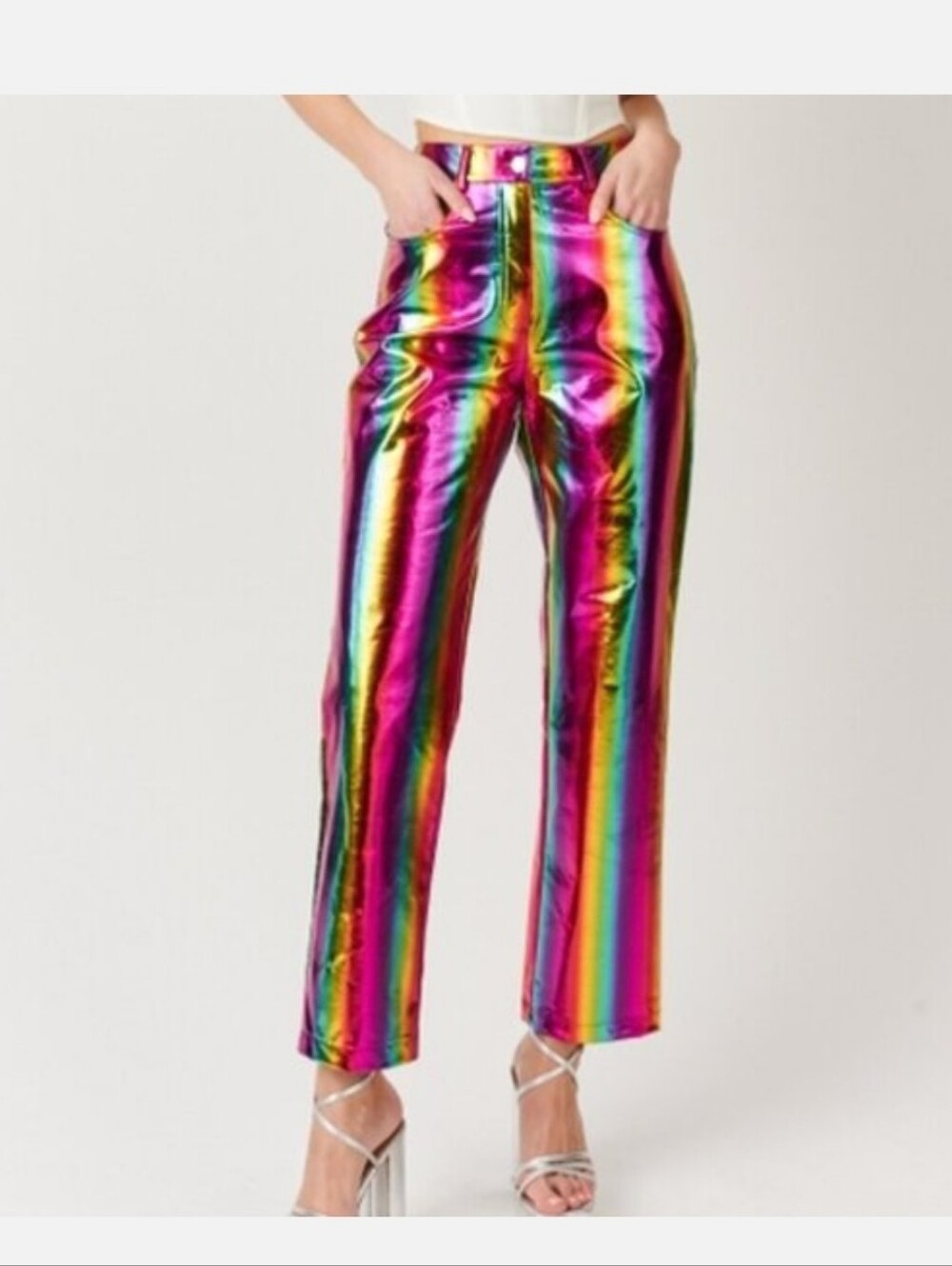 NWT AMY LYNN RAINBOW LUPE METALLIC PANTS